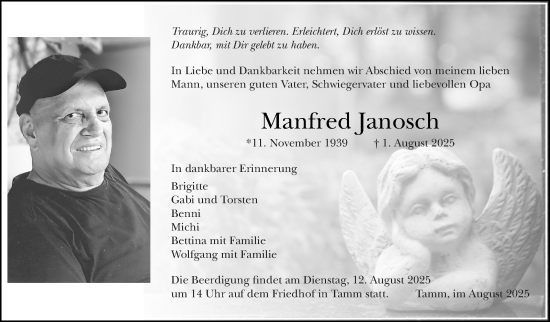 Traueranzeige von Manfred Janosch von Stuttgarter Zeitung / Stuttgarter Nachrichten