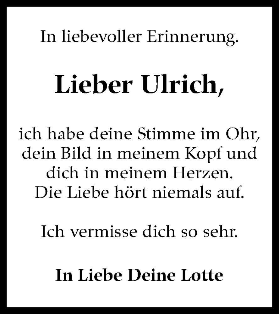  Traueranzeige für Ulrich Gerlach vom 25.08.2025 aus Stuttgarter Zeitung / Stuttgarter Nachrichten