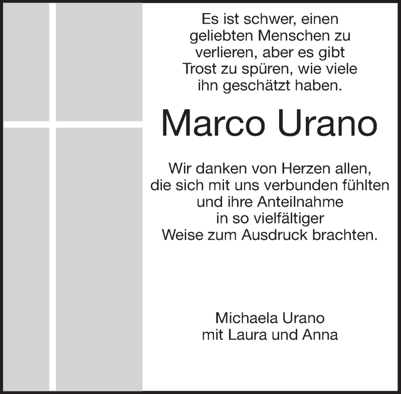 Traueranzeige für Marco Urano vom 24.07.2014 aus Eßlinger Zeitung/Cannstatter Zeitung