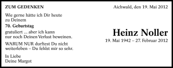 Traueranzeige von Heinz Noller von Eßlinger Zeitung/Cannstatter Zeitung