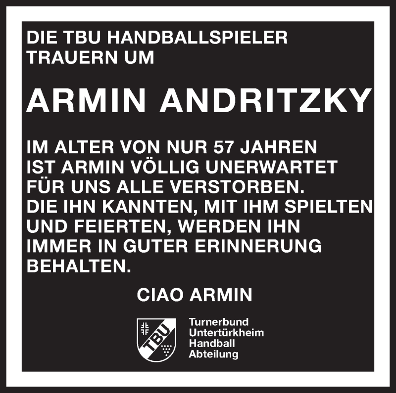  Traueranzeige für Armin Andritzky vom 04.03.2013 aus Eßlinger Zeitung/Cannstatter Zeitung