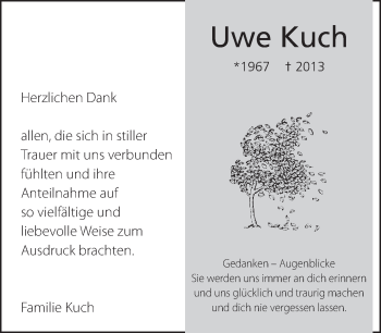 Traueranzeige von Uwe Kuch von Eßlinger Zeitung/Cannstatter Zeitung