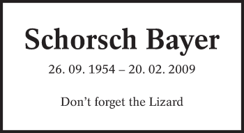 Traueranzeige von Schorsch Bayer von Eßlinger Zeitung/Cannstatter Zeitung