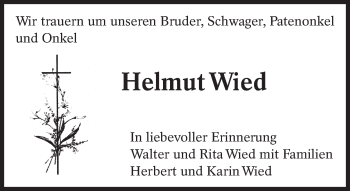 Traueranzeige von Helmut Wied von Eßlinger Zeitung/Cannstatter Zeitung