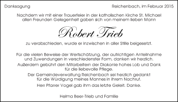 Traueranzeige von Robert Trieb von Eßlinger Zeitung/Cannstatter Zeitung