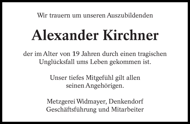  Traueranzeige für Alexander Kirchner vom 25.02.2015 aus Eßlinger Zeitung/Cannstatter Zeitung