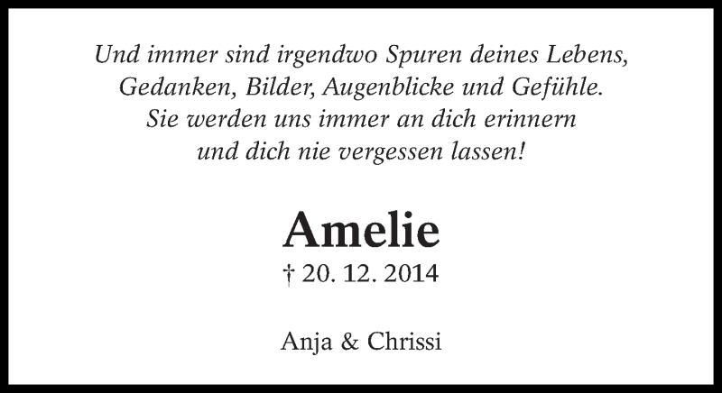 Traueranzeige für Amelie Laukmichel vom 19.12.2015 aus Eßlinger Zeitung/Cannstatter Zeitung