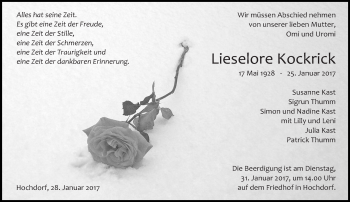 Traueranzeige von Lieselore Kockrick von Eßlinger Zeitung/Cannstatter Zeitung