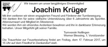 Traueranzeige von Joachim Krüger von Eßlinger Zeitung/Cannstatter Zeitung