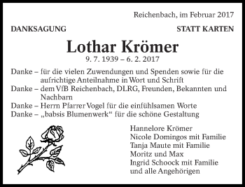 Traueranzeige von Lothar Krömer von Eßlinger Zeitung/Cannstatter Zeitung