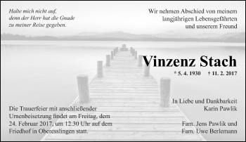 Traueranzeige von Vinzenz Stach von Eßlinger Zeitung/Cannstatter Zeitung