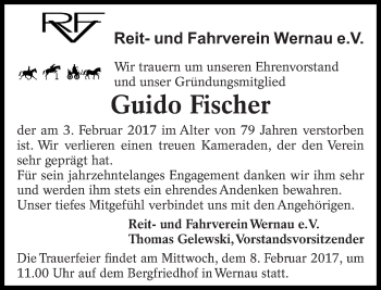 Traueranzeige von Guido Fischer von Eßlinger Zeitung/Cannstatter Zeitung
