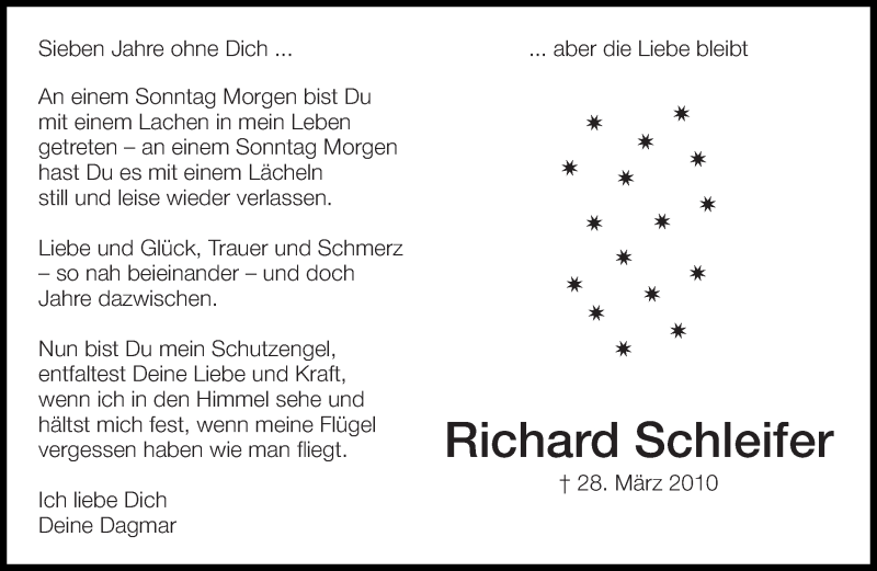  Traueranzeige für Richard Schleifer vom 28.03.2017 aus Eßlinger Zeitung/Cannstatter Zeitung