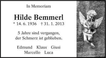 Traueranzeige von Hilde Bemmerl von Eßlinger Zeitung/Cannstatter Zeitung