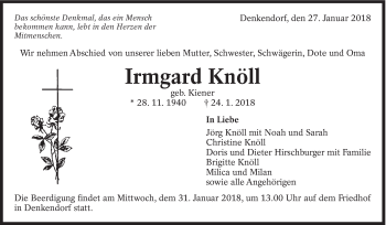 Traueranzeige von Irmgard Knöll von Eßlinger Zeitung/Cannstatter Zeitung