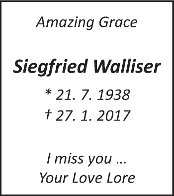 Traueranzeige von Siegfried Walliser von Eßlinger Zeitung/Cannstatter Zeitung