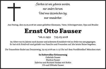 Traueranzeige von Ernst Otto Fauser von Eßlinger Zeitung/Cannstatter Zeitung