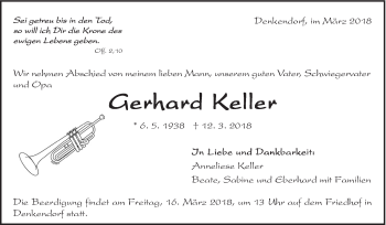 Traueranzeige von Gerhard Keller von Eßlinger Zeitung/Cannstatter Zeitung