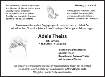 Traueranzeige von Adele Theiss von Eßlinger Zeitung/Cannstatter Zeitung