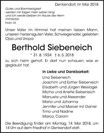 Traueranzeige von Berthold Siebeneich von Eßlinger Zeitung/Cannstatter Zeitung