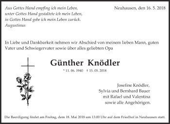 Traueranzeige von Günther Knödler von Eßlinger Zeitung/Cannstatter Zeitung