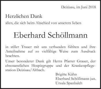 Traueranzeige von Eberhard Schöllmann von Eßlinger Zeitung/Cannstatter Zeitung
