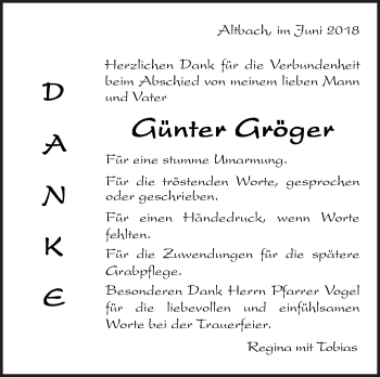 Traueranzeige von Günter Gröger von Eßlinger Zeitung/Cannstatter Zeitung