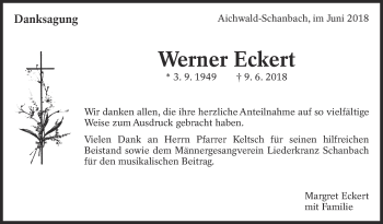 Traueranzeige von Werner Eckert von Eßlinger Zeitung/Cannstatter Zeitung