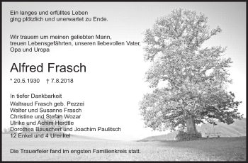 Traueranzeige von Alfred Frasch von Eßlinger Zeitung/Cannstatter Zeitung