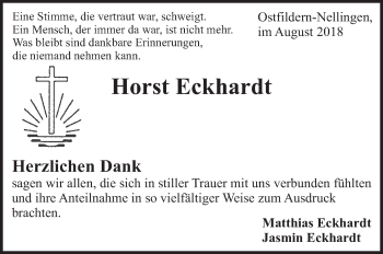 Traueranzeige von Horst Eckhardt von Eßlinger Zeitung/Cannstatter Zeitung