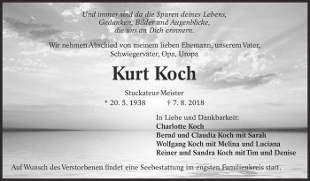 Traueranzeige von Kurt Koch von Eßlinger Zeitung/Cannstatter Zeitung
