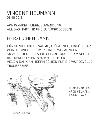 Traueranzeige von Vincent Heumann von Eßlinger Zeitung/Cannstatter Zeitung