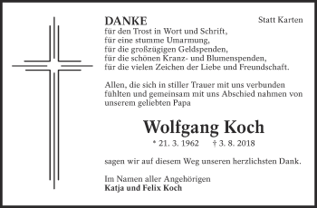 Traueranzeige von Wolfgang Koch von Eßlinger Zeitung/Cannstatter Zeitung