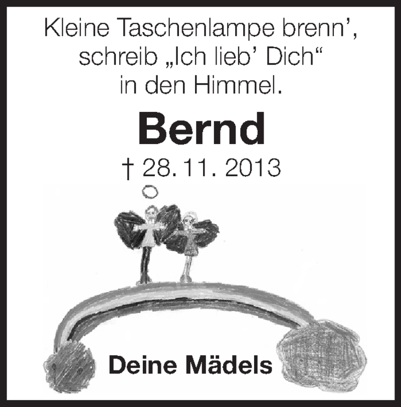  Traueranzeige für Bernd Höger vom 28.11.2019 aus Eßlinger Zeitung/Cannstatter Zeitung