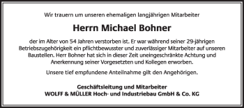 Traueranzeige von Michael Bohner von Eßlinger Zeitung/Cannstatter Zeitung
