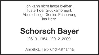 Traueranzeige von Schorsch Bayer von Eßlinger Zeitung/Cannstatter Zeitung