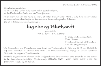 Traueranzeige von lngeborg Bluthardt von Eßlinger Zeitung/Cannstatter Zeitung