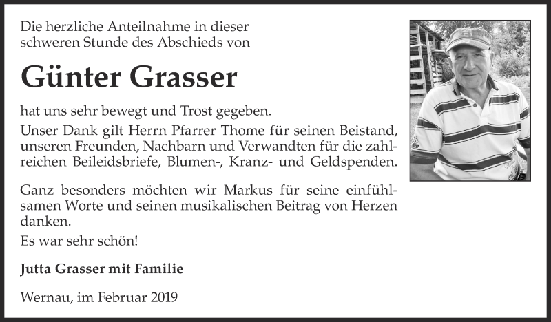  Traueranzeige für Günter Grasser vom 09.03.2019 aus Eßlinger Zeitung/Cannstatter Zeitung