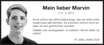 Traueranzeige von Marvin Puchmeier von Eßlinger Zeitung/Cannstatter Zeitung