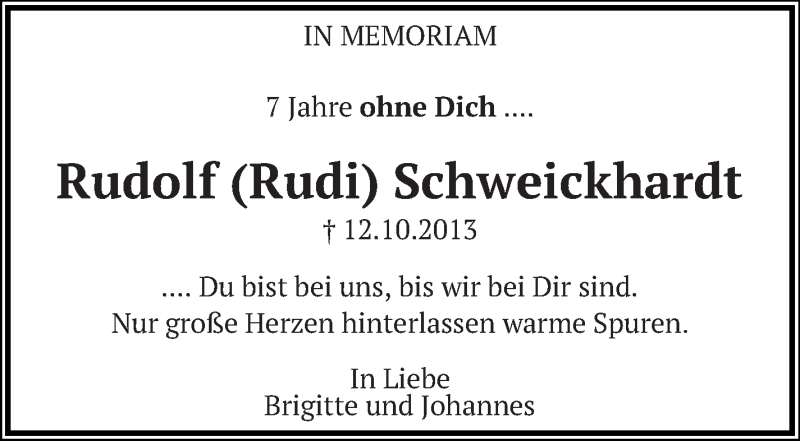  Traueranzeige für Rudolf Schweickhardt vom 12.10.2020 aus Eßlinger Zeitung/Cannstatter Zeitung