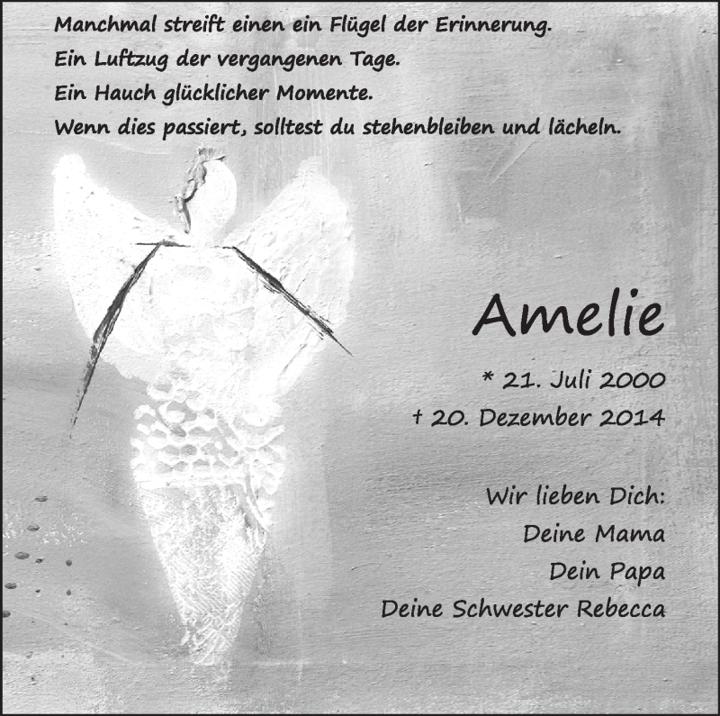  Traueranzeige für Amelie Laukmichel vom 21.12.2020 aus Eßlinger Zeitung/Cannstatter Zeitung