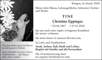Traueranzeige von Christine Eppinger von Eßlinger Zeitung/Cannstatter Zeitung