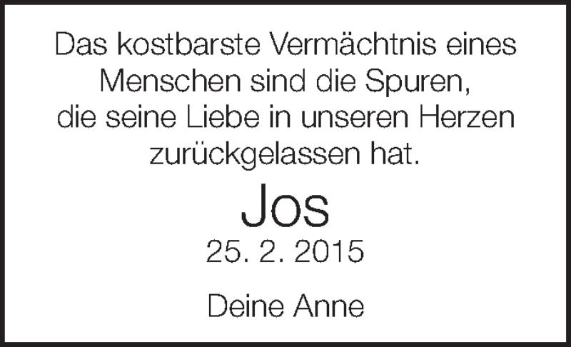  Traueranzeige für Jos van Kesteren vom 25.02.2020 aus Eßlinger Zeitung/Cannstatter Zeitung