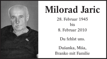 Traueranzeige von Milorad Jaric von Eßlinger Zeitung/Cannstatter Zeitung