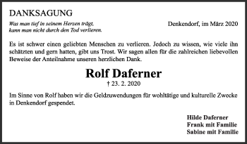 Traueranzeige von Rolf Daferner von Eßlinger Zeitung/Cannstatter Zeitung