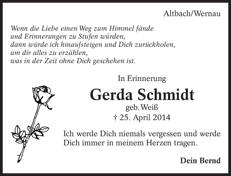  Traueranzeige für Gerda Schmidt vom 25.04.2020 aus Eßlinger Zeitung/Cannstatter Zeitung