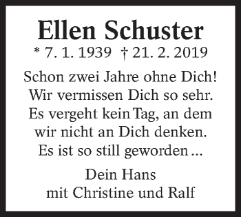Traueranzeige von Ellen Schuster von Eßlinger Zeitung/Cannstatter Zeitung