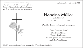 Traueranzeige von Hermine Müller von Eßlinger Zeitung/Cannstatter Zeitung