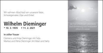 Traueranzeige von Wilhelm Dieminger von Eßlinger Zeitung/Cannstatter Zeitung