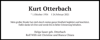 Traueranzeige von Kurt Otterbach von Eßlinger Zeitung/Cannstatter Zeitung